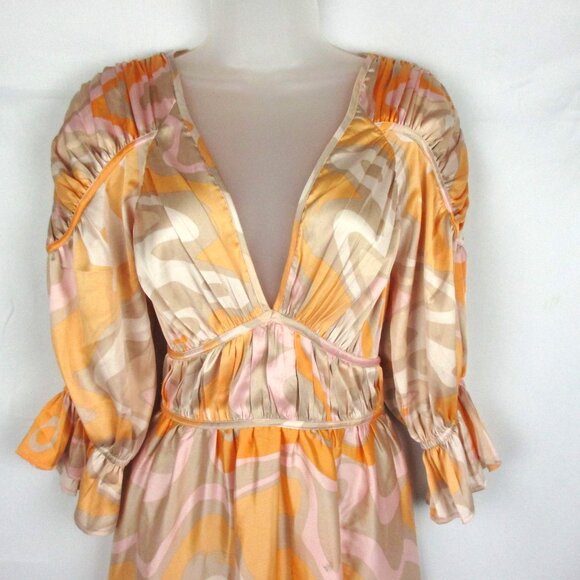 Asos Dress Midi Pastel Floral Shirred  Boho Size 10 NWT Romantic Flow Ethereal - Picture 2 of 9